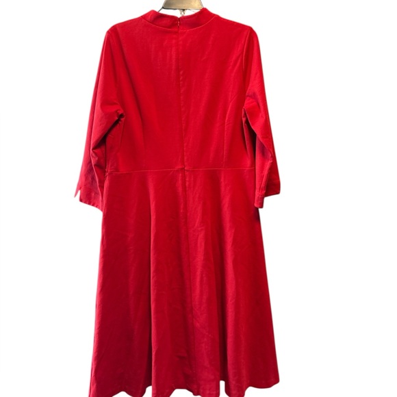 Boden Nerissa Ponte Dress Red Size 16 Midi 3/4 Sleeve Pockets Classiccore - Picture 4 of 9